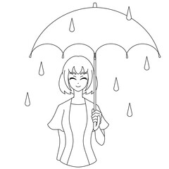 傘をさす女性　線画