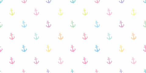 Anchor seamless pattern vector background, cute colorful design.