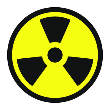 Radioactive symbol icon. Nuclear radiation warning sign. Atomic energy logo label. Vector illustration image. Isolated on white background.