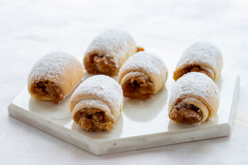 Cookies with applesauce on a white background. Apple cookies