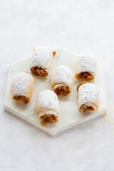 Cookies with applesauce on a white background. Apple cookies