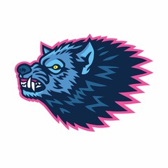 Mad Wolf Logo Sports Mascot Design Template Vector Illustration