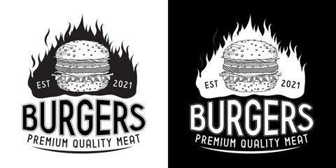 Fototapeta premium Burgers, grill, barbecue - vector logo