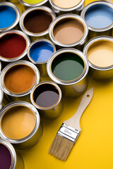 Open paint cans with a brush, Rainbow colors - 434048048