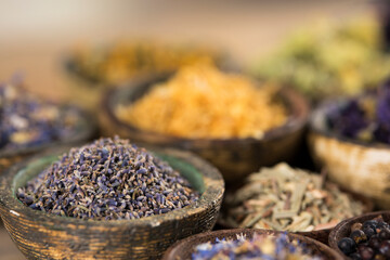 Natural remedy, healing herbs background
