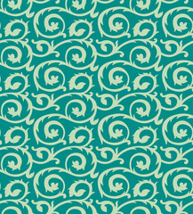 Japanese Curl Vine Vector Seamless Pattern