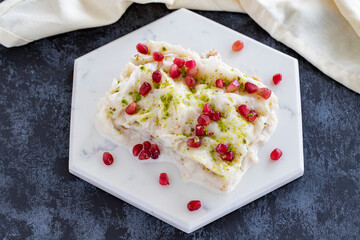 The traditional Ramadan dessert gullac. Milk dessert.