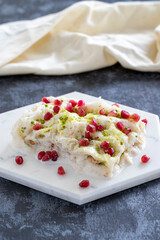 The traditional Ramadan dessert gullac. Milk dessert.