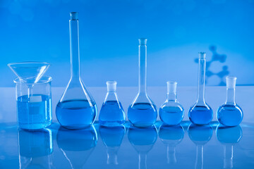 Laboratory equipment, glass filled background