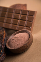 Milk and dark chocolate, candy sweet background