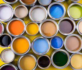Background from multi color cans of paint