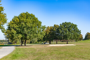 Volleyball court in the park in summer