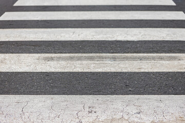 Сrosswalk on the road for safety close up