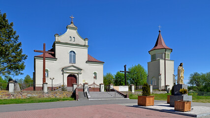 Fototapeta na wymiar Built in 1953, the Catholic Church of the Immaculate Conception of the Blessed Virgin Mary in Nieciecz Włościańska in Masovia, Poland.