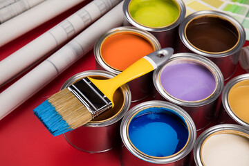 Paint can and paintbrush, Rainbow colors