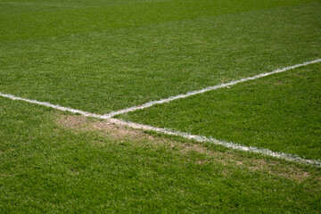 Obraz premium White stripes on the mini football field.