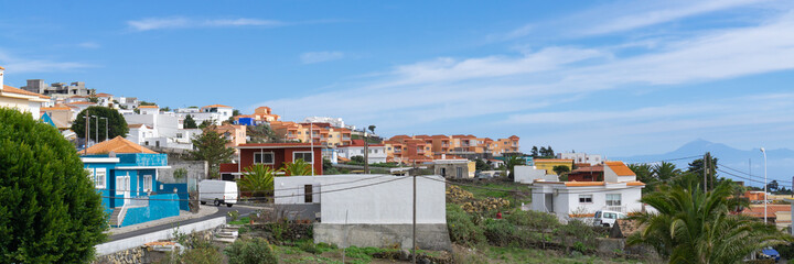 Fototapeta na wymiar Small romantic cottages on the Canary Island of La Palma, Spain