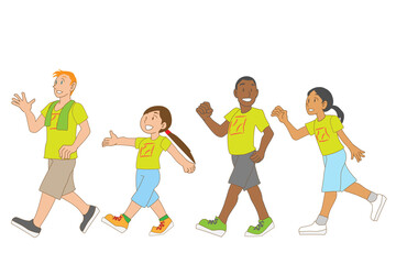 Obraz premium サマースクールに参加する多国籍の子供たち