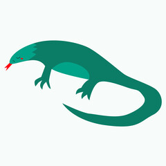 The vector lizard stuck out its tongue. Monitor Lizard