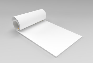 3D Render Notebook mock up with clean blank for design and advertising, 3d illustration perspective view.