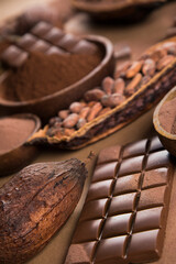 Chocolate sweet, cocoa and food dessert background