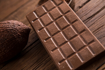 Assorted chocolate bar, candy sweet, cocoa pod