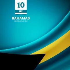 Foto op Plexiglas Creative Bahamas flag on fabric texture. Vintage style independence day background © Akshay