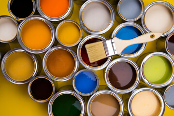 Rainbow colors, Paint can with a paintbrush