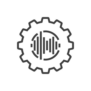  Engranaje con ondas sonido con lineas de color gris
