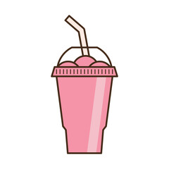 Vector slush drink isolated icon. Cartoon ice cup (Frozen Drink). Emoji clipart drawing of tropical smoothie shake.