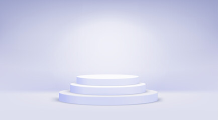 Bright studio with circle podium