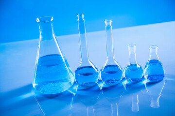 Scientific laboratory experimental glassware background