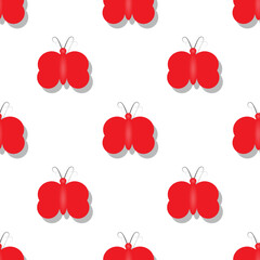 red butterfly design illustration vector. white background. Seamless pattern designs for wallpapers, backdrops, covers, paper cut, stickers and prints on fabric.
