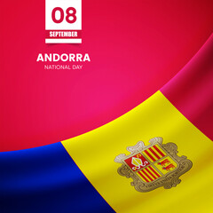 Creative Andorra flag on fabric texture. Vintage style national day background