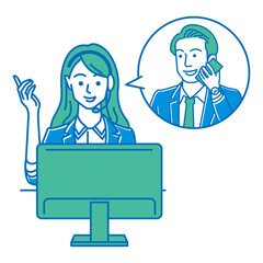 コールセンターで働く女性