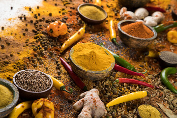 Spice Still Life on stone background