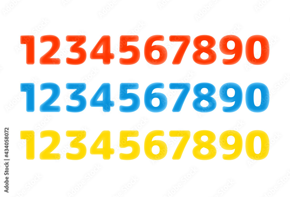 Poster 3d style color digits vector collection isolated on white background