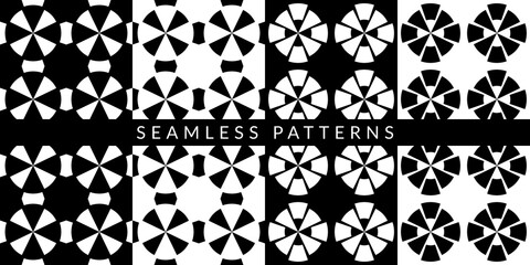Flat Abstract Black And White Geometric Background Patterns Vector Set