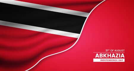Abstract independence day of Trinidad and Tobago background with elegant fabric flag and typographic illustration