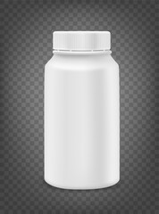 White pharmasy container vector mockup isolated on transparent background