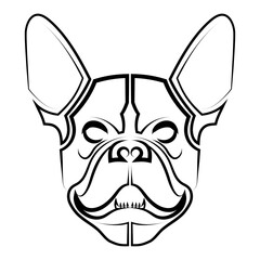 Black and white line art of french bulldog head Good use for symbol mascot icon avatar tattoo T Shirt design logo or any design you want