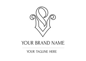 VP Victorian monogram. Linear logotype in retro stile.