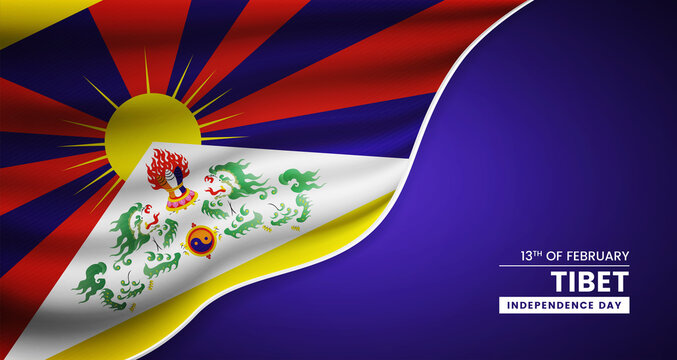 Abstract independence day of Tibet background with elegant fabric flag and typographic illustration