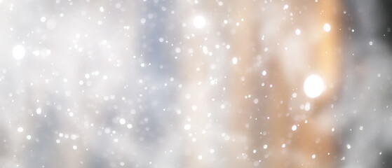 blue snowfall bokeh background, abstract snowflake background on blurred abstract blue