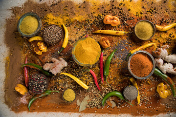 Spice Still Life on stone background