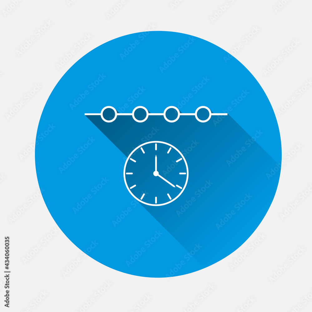 Poster time line vector icon on blue background. flat image with long shadow.