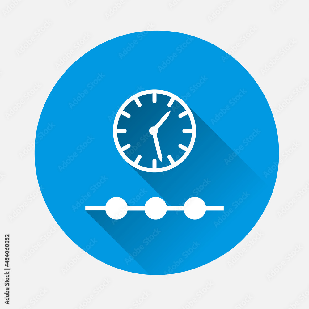Poster time line vector icon on blue background. flat image with long shadow.
