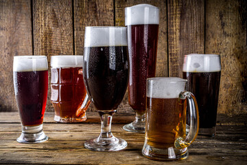 Set of various beer glasses
