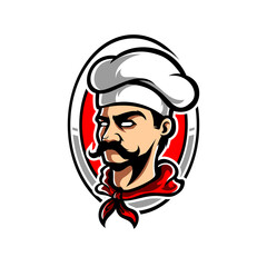 CHEF HEAD MASCOT LOGO ILLUSTRATION