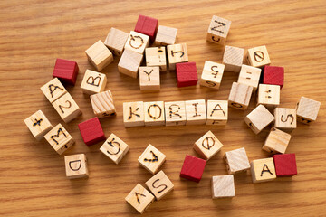 ブロックの手書き文字・国名「大韓民国」